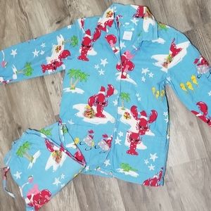 Nick And Nora Pajama set Lobsters With Christmas Scene Size Small